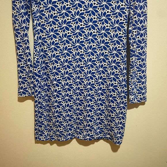 Diane Von Furstenburg Size 0 Reina L/S Long Sleeve Jersey Mini Dress Blue Floral - Picture 4 of 12